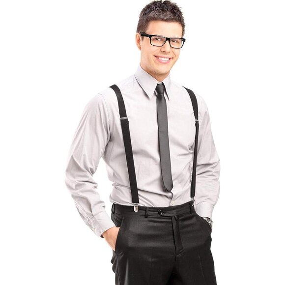 Mens Heavy Duty Adjustable Elastic X Back Suspenders with Strong Clips Big Tall - Picture 6 of 7